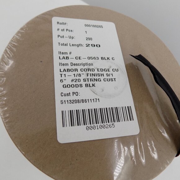 Labor Cord Edge Cut1 - 1/8" Finish 9/16" Black Put-up 290 yards per Spool NEW - Picture 6 of 6